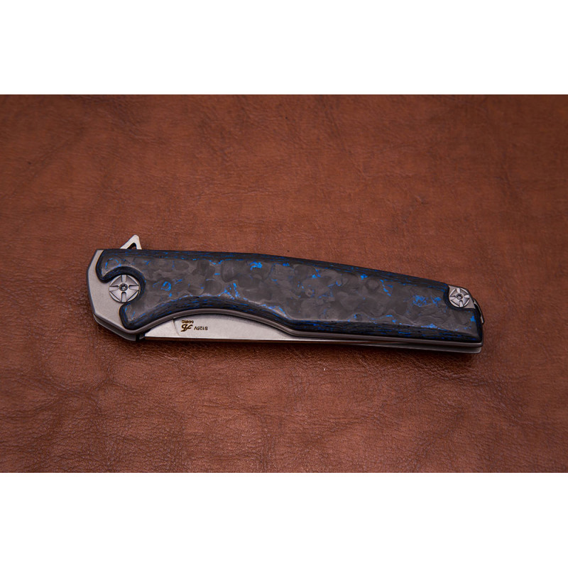 Складной нож S125V №10 карбон синий