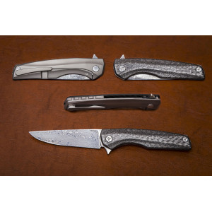 Складной нож дамаск №10 3D карбон черный